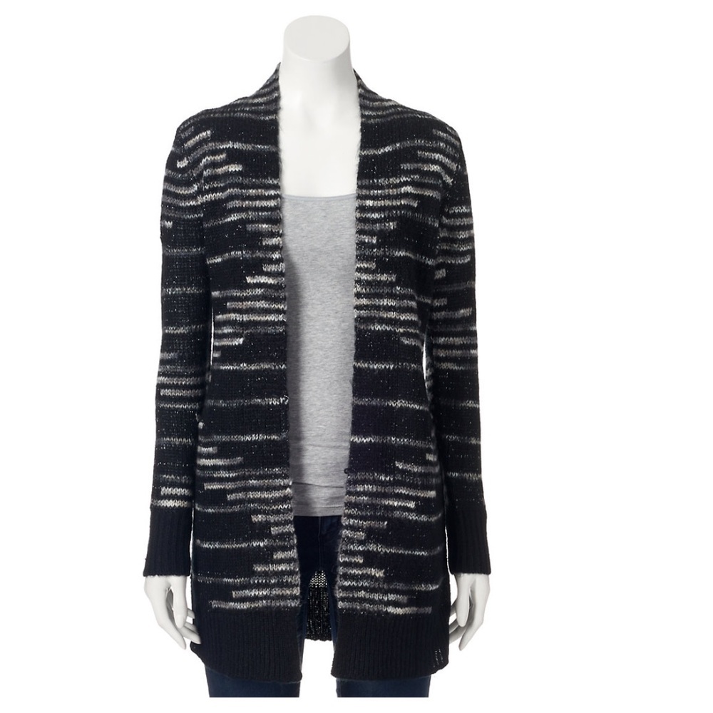 Apt. 9 Cardigan Marled Black Cardigan Size M